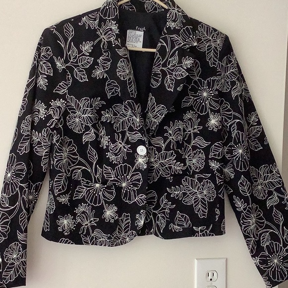 fresh blazer. NWOT , black patterned - Picture 1 of 5